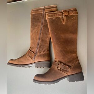 New Clarks Brown Leather Knee-High Boots